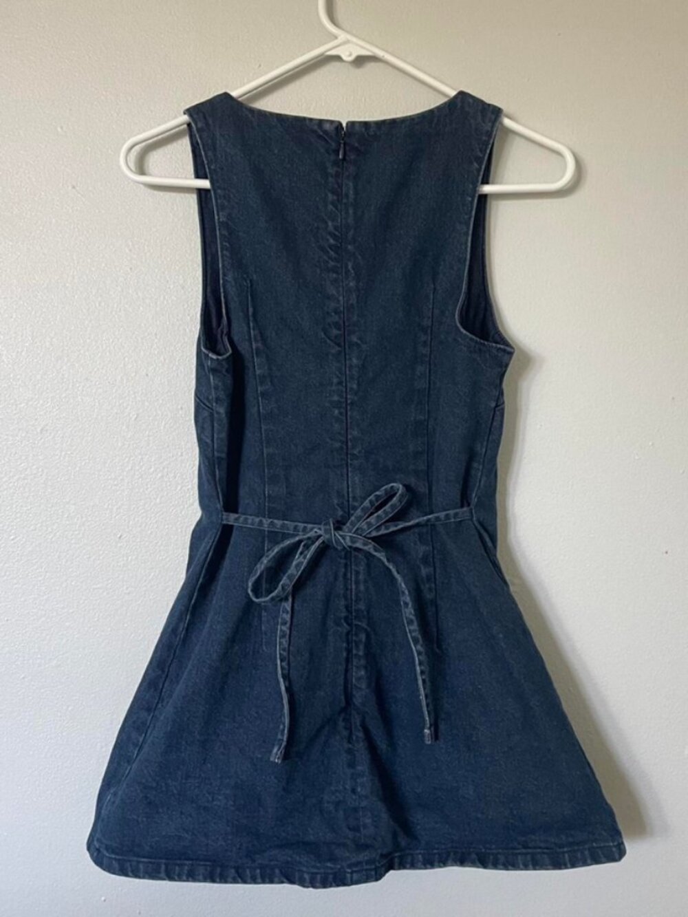 Princess Polly Ainsleigh Shift Denim Romper Dress Dark Wash Size 4 - Picture 5 of 6